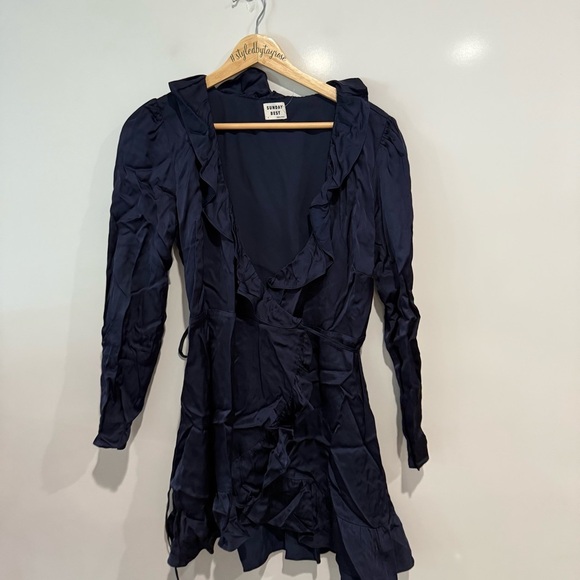 Aritzia Sunday Best Taro Ruffle Long Sleeve Mini Dress - Picture 6 of 6